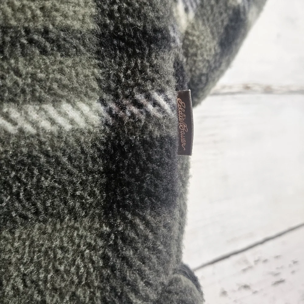 Eddie Bauer Kids Sherpa  Fleece Lined Boys‎ Green Plaid Flannel Jacket, 10/12